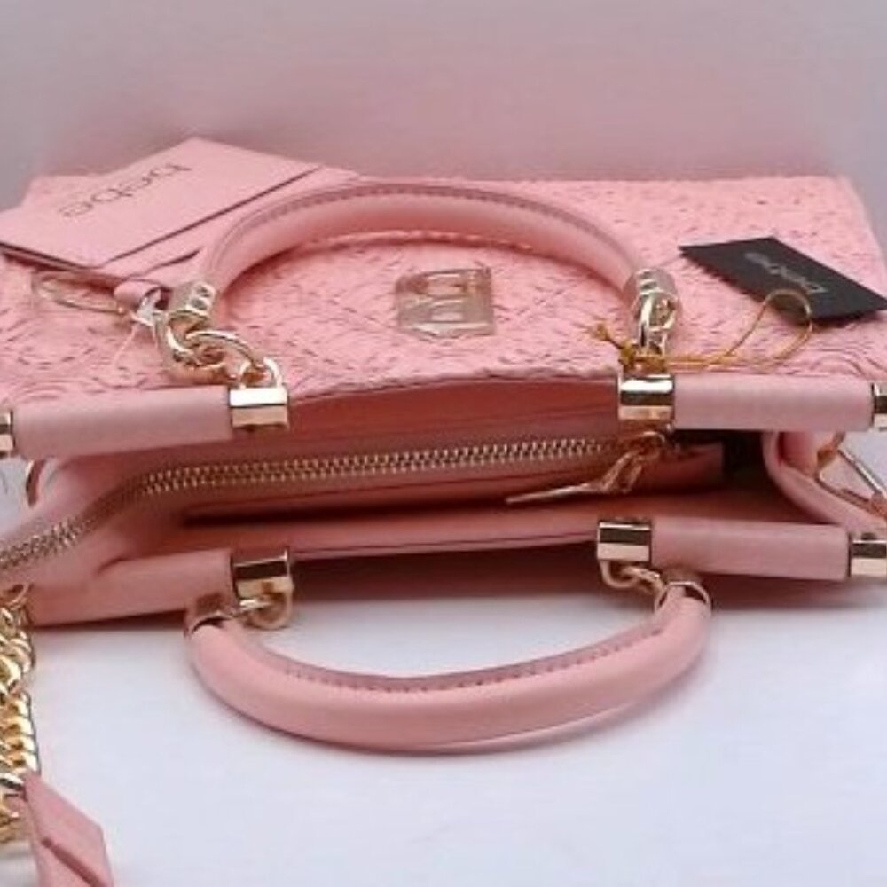 NWT Beautiful Pink Quilted Satchel Bag with Card Holder - Picture 2 of 7